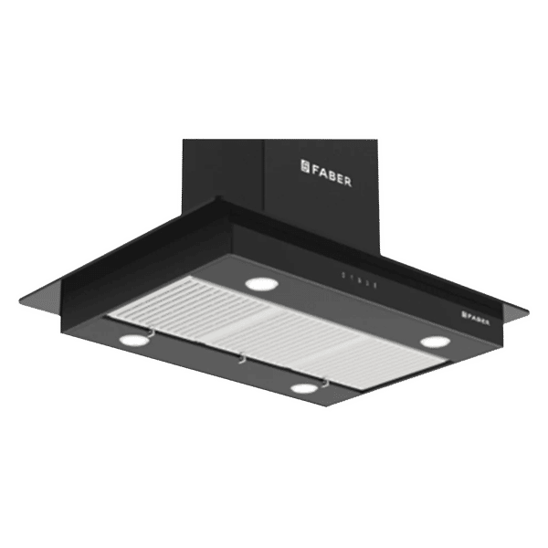FABER HERCULES ISOLA DTC BK 90cm 1000m3 hr Ducted Ceiling Mounted Chimney with Touch Control Panel Black